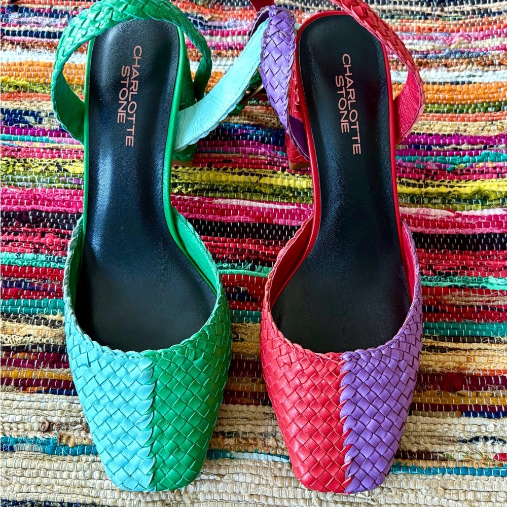 Charlotte Stone “Toni” Heel Sandals in Tropical, Size 9, New Condition